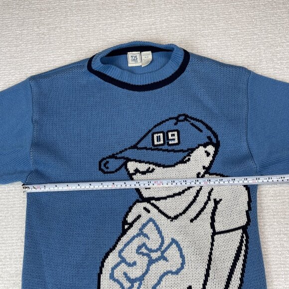 VINTAGE 725 Originals Sweater Blue AOP Y2K Hip Hop Baggy Knit Graphic Size M - Picture 10 of 16